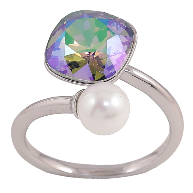 Каблучка Xuping колір Родій з кр-ми Swarovski "Кристал Peridot Shimmer з перлиною, ø 10мм та 6мм" фото №21 Каблучка Xuping колір Родій з кр-ми Swarovski "Кристал Peridot Shimmer з перлиною, ø 10мм та 6мм" фото №21