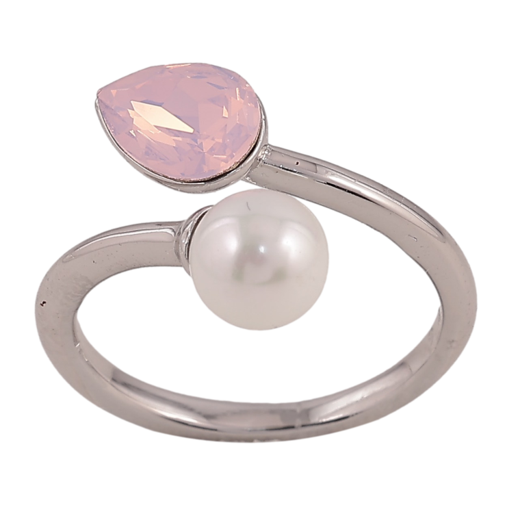 Каблучка Xuping колір Родій з кр-ми Swarovski "Кристал Pink Opal з перлиною" фото №16 Каблучка Xuping колір Родій з кр-ми Swarovski "Кристал Pink Opal з перлиною" фото №16