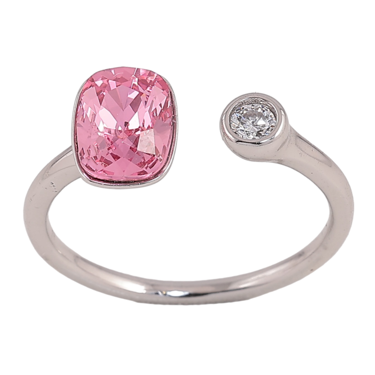 Каблучка Xuping колір Родій з кр-ми Swarovski "Кристал Rose" фото №6