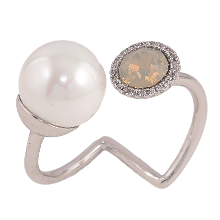 Каблучка Xuping колір Родій з кр-ми Swarovski "Кристал Sand Opal з перлиною" фото №23