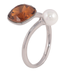 Кольцо Xuping цвет Родий с кр-ми Swarovski "Кристалл Smoked Topaz с жемчужиной, ø 10мм и 6мм" фото №3 Кольцо Xuping цвет Родий с кр-ми Swarovski "Кристалл Smoked Topaz с жемчужиной, ø 10мм и 6мм" фото №3