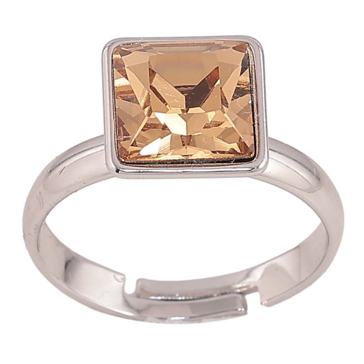 Каблучка Xuping колір Родій з кр-ми Swarovski "Кристал Topaz" 10х10мм фото №6