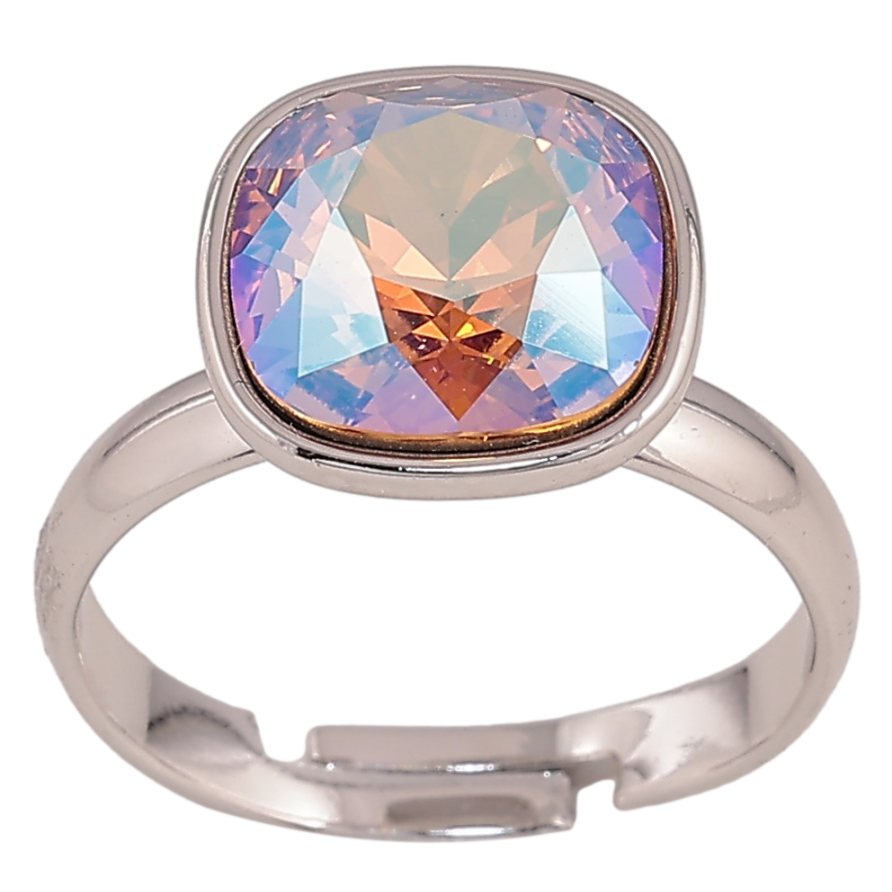Кольцо Xuping цвет Родий с кр-ми Swarovski Кристалл "Topaz Shimmer" 12х12мм фото №1 Кольцо Xuping цвет Родий с кр-ми Swarovski Кристалл "Topaz Shimmer" 12х12мм фото №1