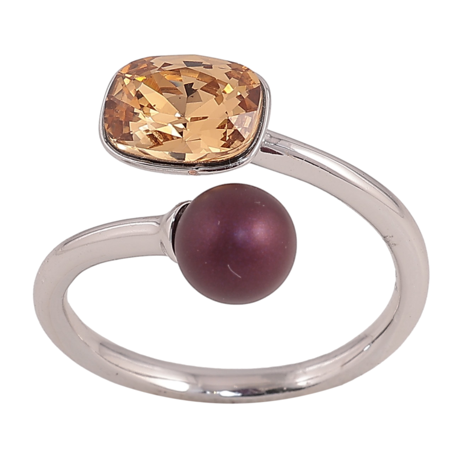 Кольцо Xuping цвет Родий с кр-ми Swarovski "Кристалл Topaz с шариком, ø 6мм, 6х8мм" фото №1
