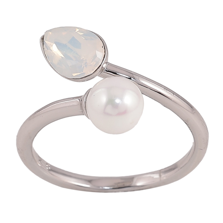 Каблучка Xuping колір Родій з кр-ми Swarovski "Кристал White Opal з перлиною" фото №15 Каблучка Xuping колір Родій з кр-ми Swarovski "Кристал White Opal з перлиною" фото №15