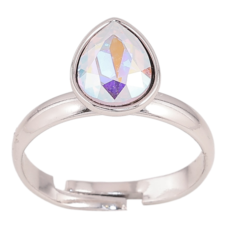 Каблучка Xuping колір Родій з кр-ми Swarovski "Кристальна крапелька АВ" фото №2 Каблучка Xuping колір Родій з кр-ми Swarovski "Кристальна крапелька АВ" фото №2