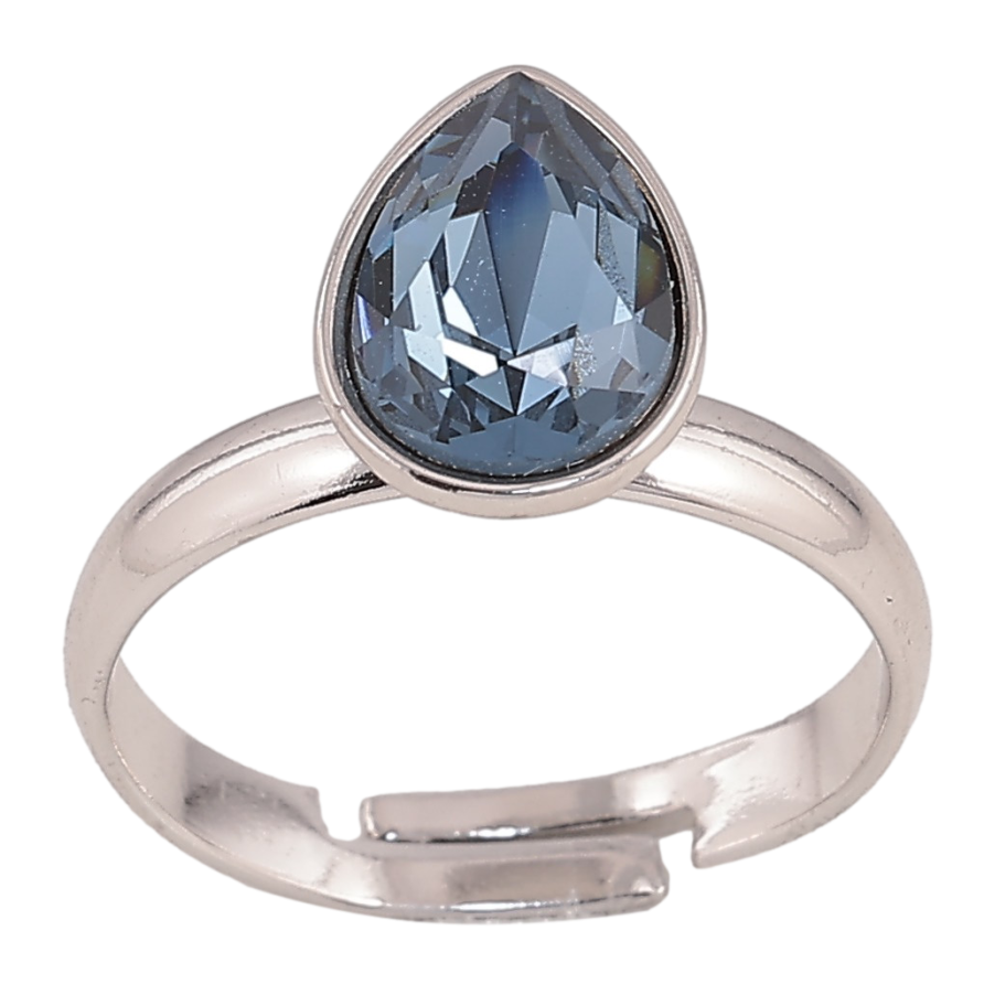 Кольцо Xuping цвет Родий с кр-ми Swarovski "Кристальная капелька Montana" фото №1 Кольцо Xuping цвет Родий с кр-ми Swarovski "Кристальная капелька Montana" фото №1
