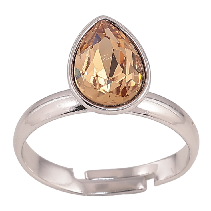 Каблучка Xuping колір Родій з кр-ми Swarovski "Кристальна крапелька Topaz" фото №18
