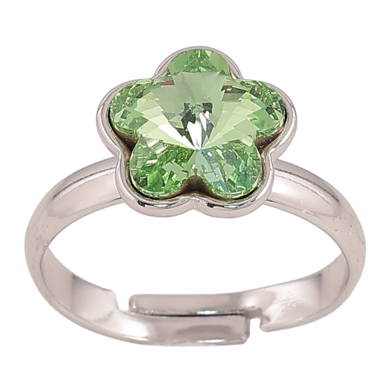Каблучка Xuping колір Родій з кр-ми Swarovski Кристальна квіточка Peridot" фото №6 Каблучка Xuping колір Родій з кр-ми Swarovski Кристальна квіточка Peridot" фото №6