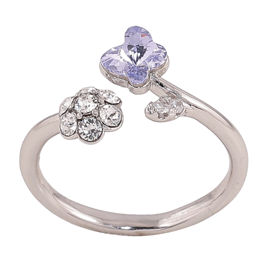 Кольцо Xuping цвет Родий с кр-ми Swarovski "Кристальный цветочек с бабочкой Tanzanite" фото №1 Кольцо Xuping цвет Родий с кр-ми Swarovski "Кристальный цветочек с бабочкой Tanzanite" фото №1