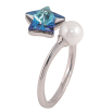 Кольцо Xuping цвет Родий с кр-ми Swarovski "Кристальная звезда Metallic Blue с жемчужиной" фото №3