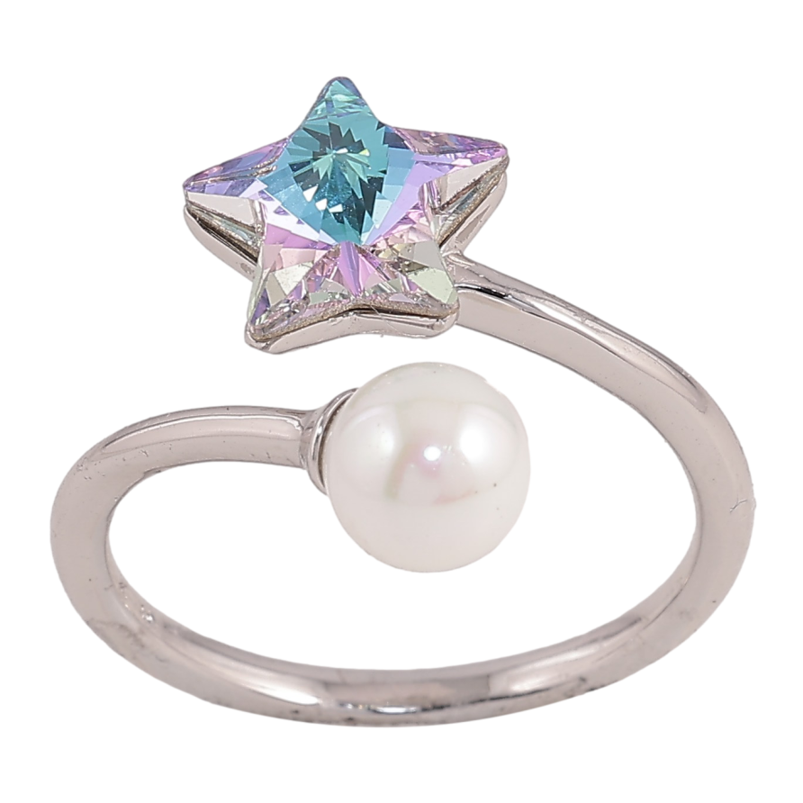 Каблучка Xuping колір Родій з кр-ми Swarovski "Кристальна зірка Paradise Shine з перлиною" фото №1 Каблучка Xuping колір Родій з кр-ми Swarovski "Кристальна зірка Paradise Shine з перлиною" фото №1