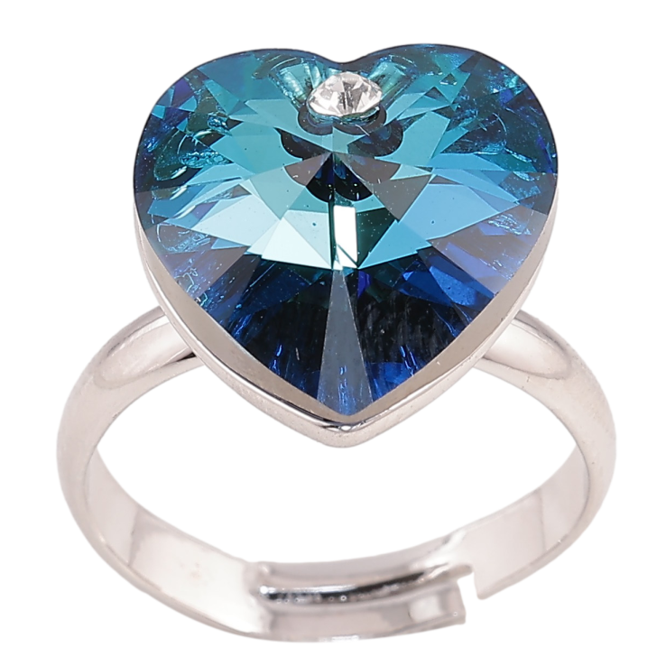 Каблучка Xuping колір Родій з кр-ми Swarovski "Кристальне серце Metallic Blue" фото №23