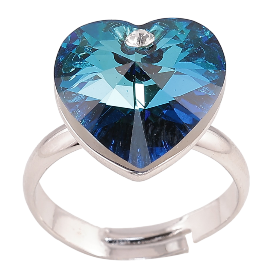 Кольцо Xuping цвет Родий с кр-ми Swarovski "Кристальное сердце Metallic Blue" фото №1 Кольцо Xuping цвет Родий с кр-ми Swarovski "Кристальное сердце Metallic Blue" фото №1