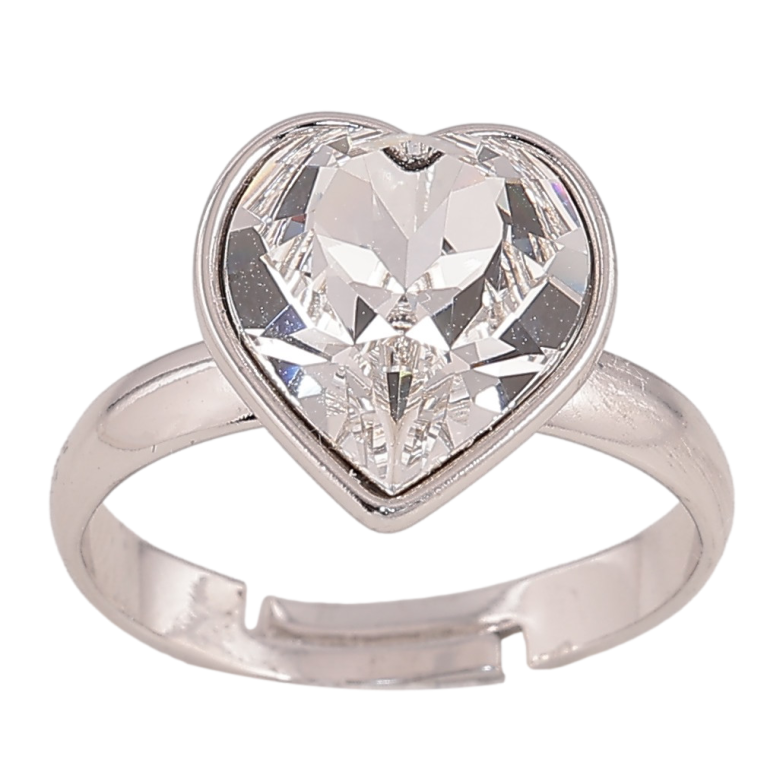 Каблучка Xuping колір Родій з кр-ми Swarovski "Кристальне серце Clear" фото №2 Каблучка Xuping колір Родій з кр-ми Swarovski "Кристальне серце Clear" фото №2