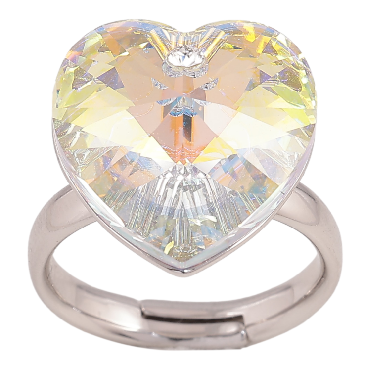 Каблучка Xuping колір Родій з кр-ми Swarovski "Кристальне серце Shimmer" фото №10