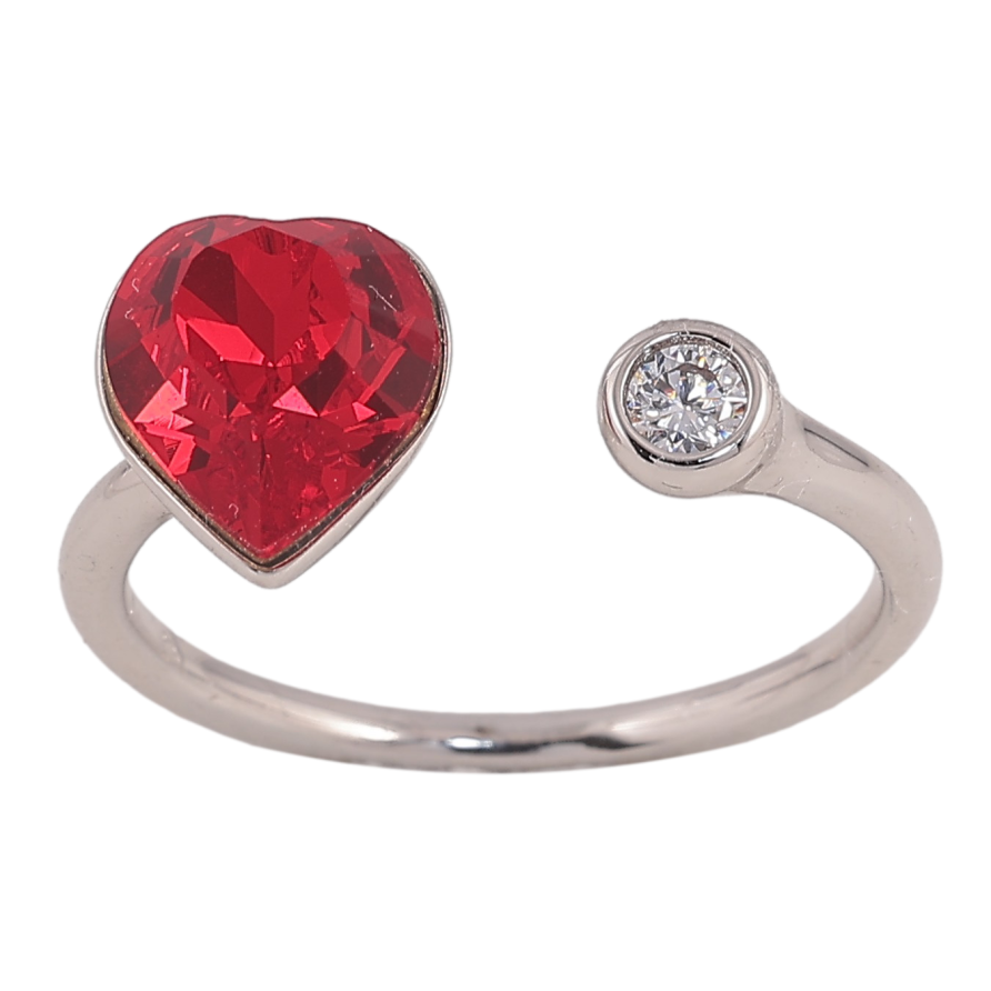 Каблучка Xuping колір Родій з кр-ми Swarovski "Кристальне серце Siam з кристалом" фото №1 Каблучка Xuping колір Родій з кр-ми Swarovski "Кристальне серце Siam з кристалом" фото №1