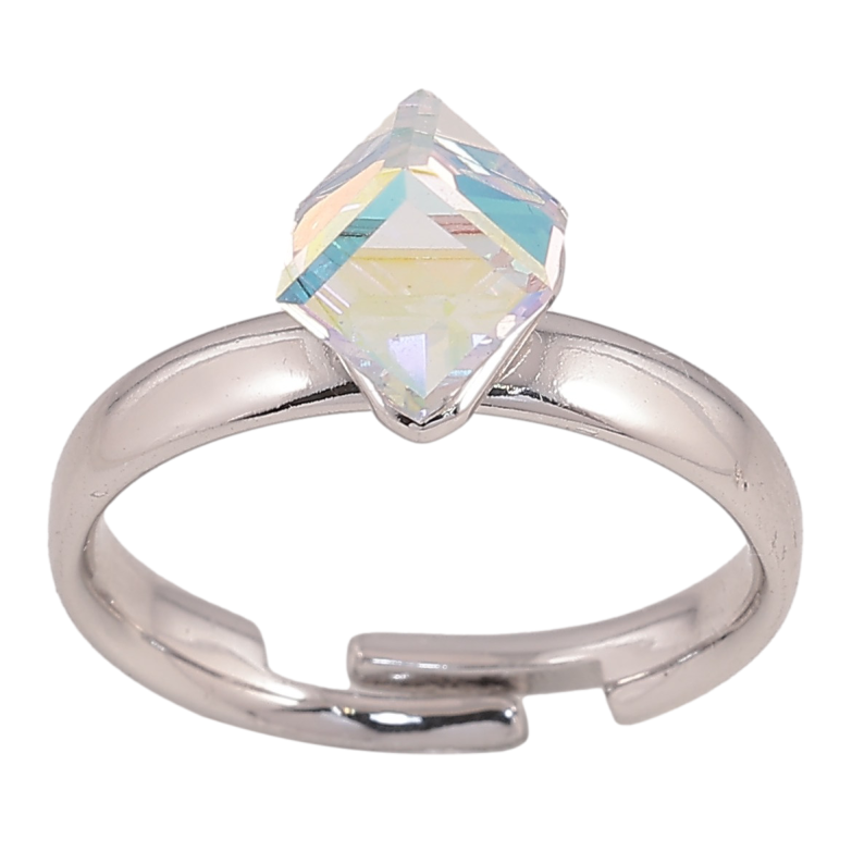Каблучка Xuping колір Родій з кр-ми Swarovski "Кристальний куб АВ" 6х6мм фото №1 Каблучка Xuping колір Родій з кр-ми Swarovski "Кристальний куб АВ" 6х6мм фото №1