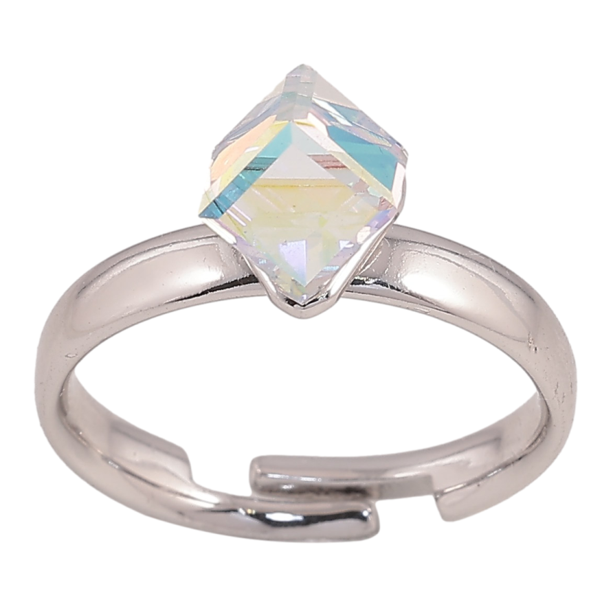 Кольцо Xuping цвет Родий с кр-ми Swarovski "Кристальный куб АВ" 6х6мм фото №1 Кольцо Xuping цвет Родий с кр-ми Swarovski "Кристальный куб АВ" 6х6мм фото №1