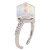 Каблучка Xuping колір Родій з кр-ми Swarovski "Кристальний куб АВ, 8х8мм" фото №3