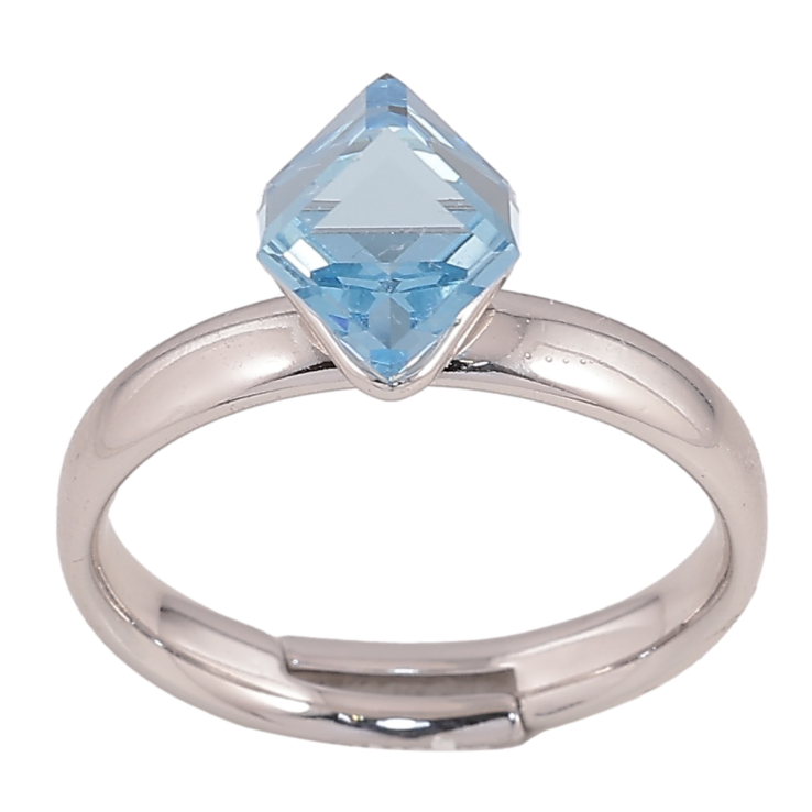 Каблучка Xuping колір Родій з кр-ми Swarovski "Кристальний куб Aquamarine, 6х6мм" фото №25 Каблучка Xuping колір Родій з кр-ми Swarovski "Кристальний куб Aquamarine, 6х6мм" фото №25