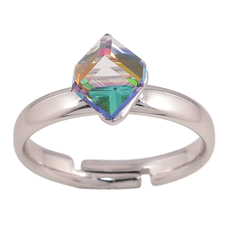Кольцо Xuping цвет Родий с кр-ми Swarovski "Кристальный куб Vitrail Medium , 6х6мм" фото №1 Кольцо Xuping цвет Родий с кр-ми Swarovski "Кристальный куб Vitrail Medium , 6х6мм" фото №1