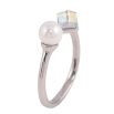 Кольцо Xuping цвет Родий с кр-ми Swarovski "Кристальный кубик АВ с жемчугом, ø 6мм, 4х4мм" фото №2 Кольцо Xuping цвет Родий с кр-ми Swarovski "Кристальный кубик АВ с жемчугом, ø 6мм, 4х4мм" фото №2