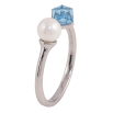 Каблучка Xuping колір Родій з кр-ми Swarovski "Кристальний кубик Aquamarine з перлами, ø 6мм, 4х4мм" фото №4