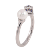 Кольцо Xuping цвет Родий с кр-ми Swarovski "Кристальный кубик Metallic Blue с жемчугом, ø 6мм, 4х4мм" фото №4 Кольцо Xuping цвет Родий с кр-ми Swarovski "Кристальный кубик Metallic Blue с жемчугом, ø 6мм, 4х4мм" фото №4