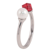 Кольцо Xuping цвет Родий с кр-ми Swarovski "Кристальный кубик Siam с жемчугом, ø 6мм, 4х4мм" фото №4