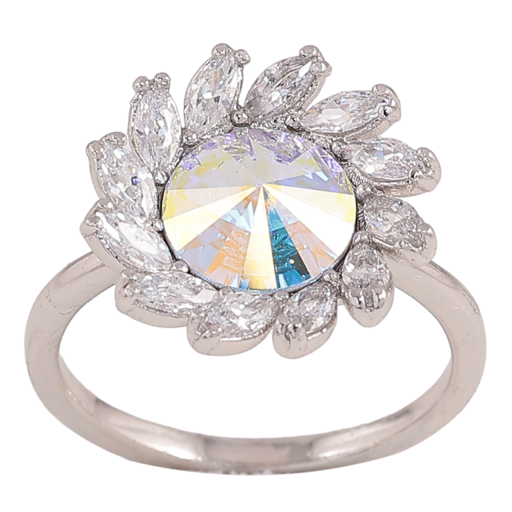 Каблучка Xuping колір Родій з кр-ми Swarovski "Квітка з кристалом АВ" фото №10 Каблучка Xuping колір Родій з кр-ми Swarovski "Квітка з кристалом АВ" фото №10