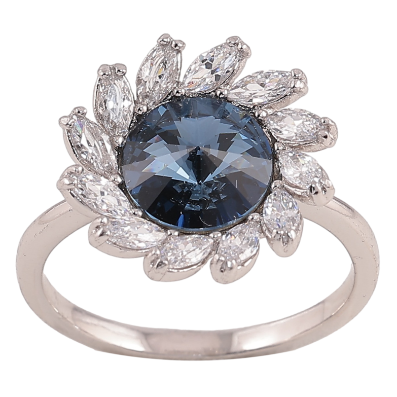 Каблучка Xuping колір Родій з кр-ми Swarovski "Квітка з кристалом Montana" фото №13 Каблучка Xuping колір Родій з кр-ми Swarovski "Квітка з кристалом Montana" фото №13