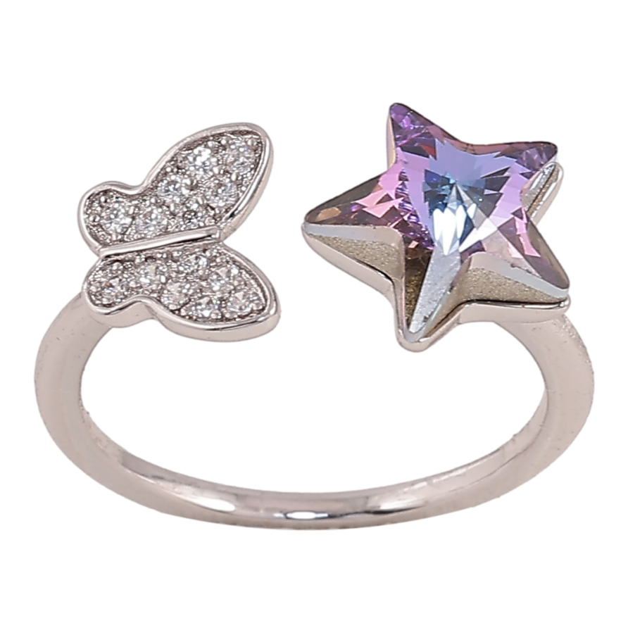 Кольцо Xuping цвет Родий с кр-ми Swarovski "Бабочка с кристальной звездой Paradise Shine" фото №1 Кольцо Xuping цвет Родий с кр-ми Swarovski "Бабочка с кристальной звездой Paradise Shine" фото №1