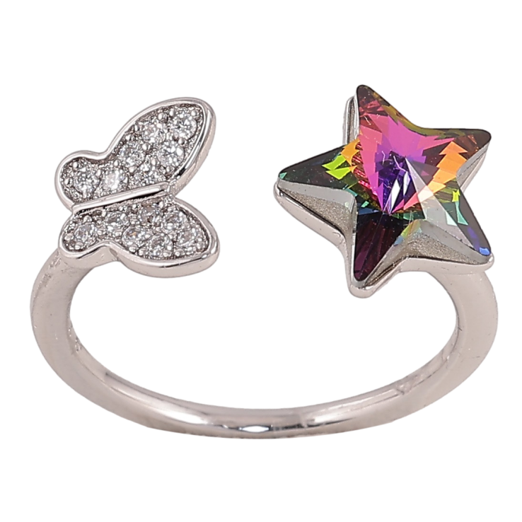 Каблучка Xuping колір Родій з кр-ми Swarovski "Метелик з кристальною зіркою Vitrail Medium" фото №17