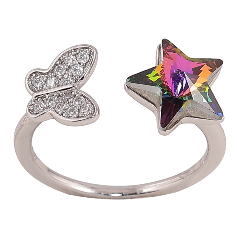 Кольцо Xuping цвет Родий с кр-ми Swarovski "Бабочка с кристальной звездой Vitrail Medium" фото №8 Кольцо Xuping цвет Родий с кр-ми Swarovski "Бабочка с кристальной звездой Vitrail Medium" фото №8