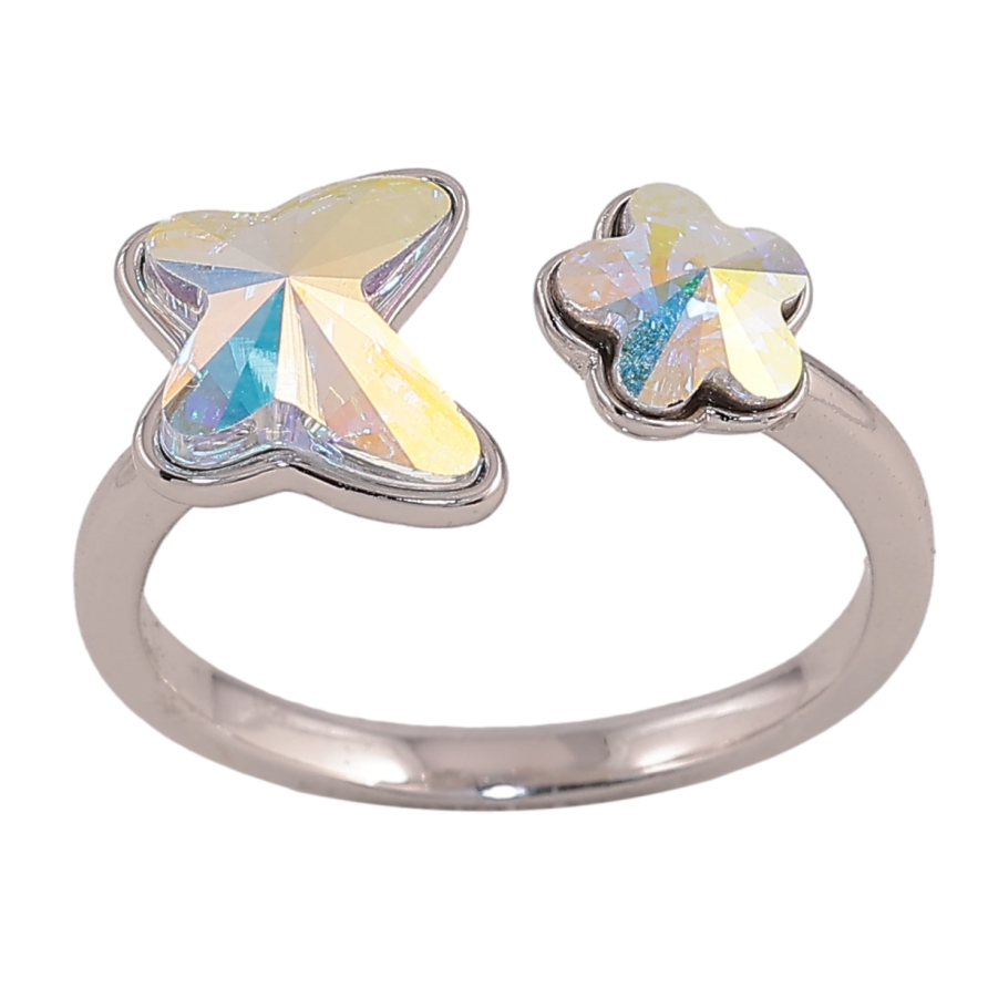 Кольцо Xuping цвет Родий с кр-ми Swarovski "Бабочка с цветком кристалл АВ" фото №1 Кольцо Xuping цвет Родий с кр-ми Swarovski "Бабочка с цветком кристалл АВ" фото №1