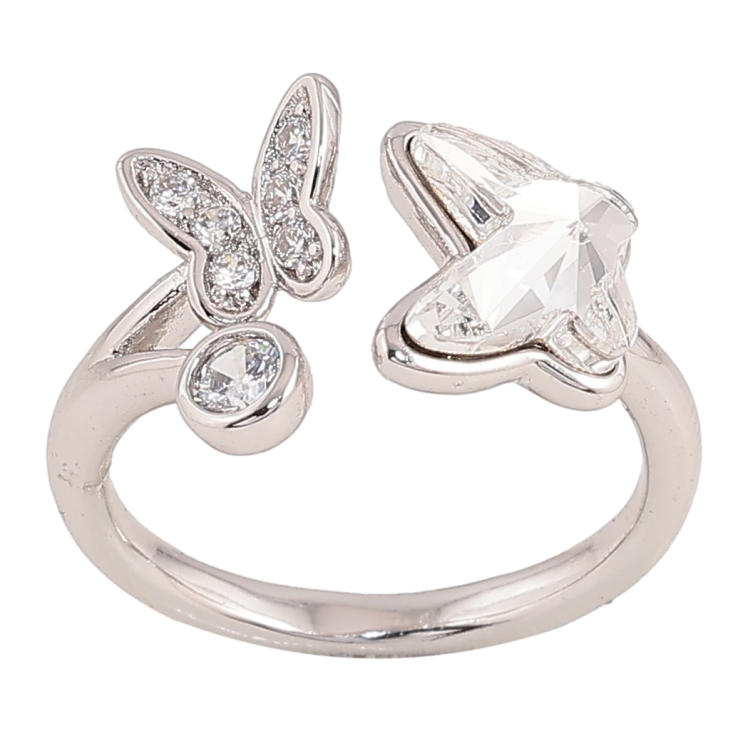 Каблучка Xuping колір Родій з кр-ми Swarovski "Метелики з кристалом Clear" фото №21