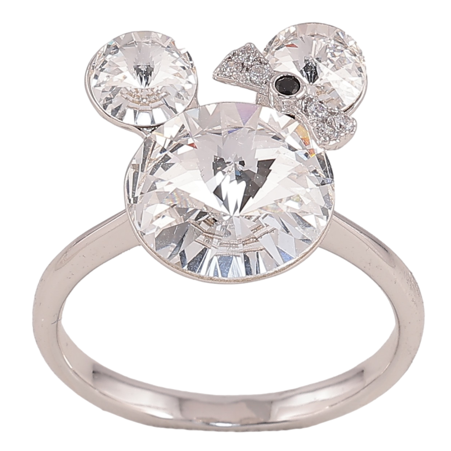 Кольцо Xuping цвет Родий с кр-ми Swarovski "Микки из кристаллов Clear" фото №1 Кольцо Xuping цвет Родий с кр-ми Swarovski "Микки из кристаллов Clear" фото №1