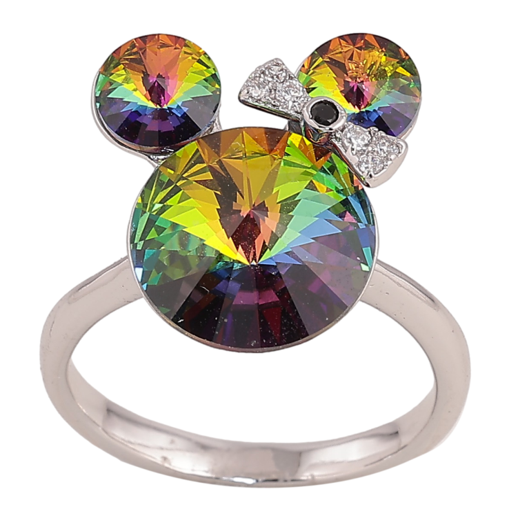 Кольцо Xuping цвет Родий с кр-ми Swarovski "Микки из кристаллов Vitrail Medium" фото №8 Кольцо Xuping цвет Родий с кр-ми Swarovski "Микки из кристаллов Vitrail Medium" фото №8