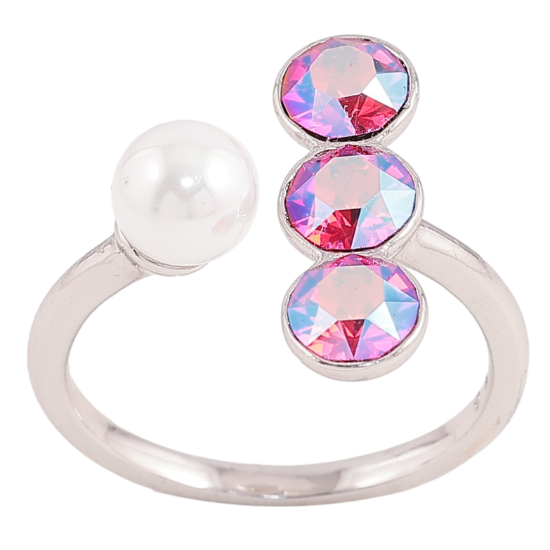 Кольцо Xuping цвет Родий с кр-ми Swarovski "Три кристалла Rose Shimmer с жемчужиной" фото №15 Кольцо Xuping цвет Родий с кр-ми Swarovski "Три кристалла Rose Shimmer с жемчужиной" фото №15