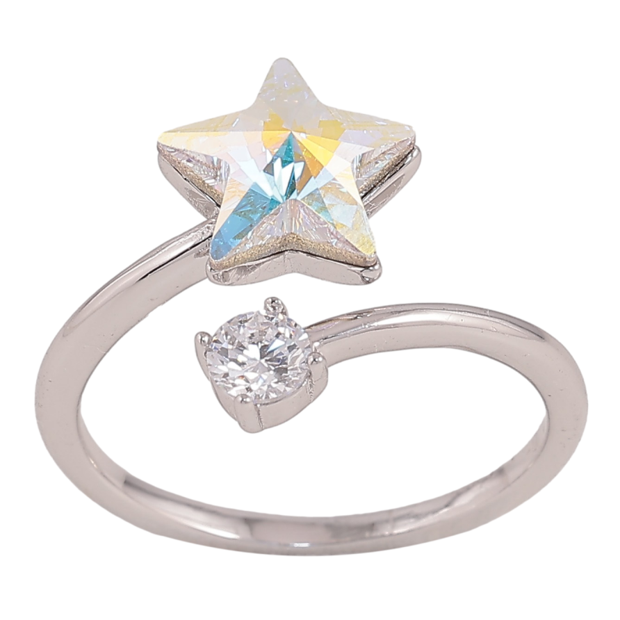 Кольцо Xuping цвет Родий с кр-ми Swarovski "Кристальная звезда АВ с кристаллом" фото №1 Кольцо Xuping цвет Родий с кр-ми Swarovski "Кристальная звезда АВ с кристаллом" фото №1