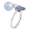 Кольцо Xuping цвет Родий с кристаллами Swarovski "Матовая жемчужина с кристальной бабочкой Montana" фото №4