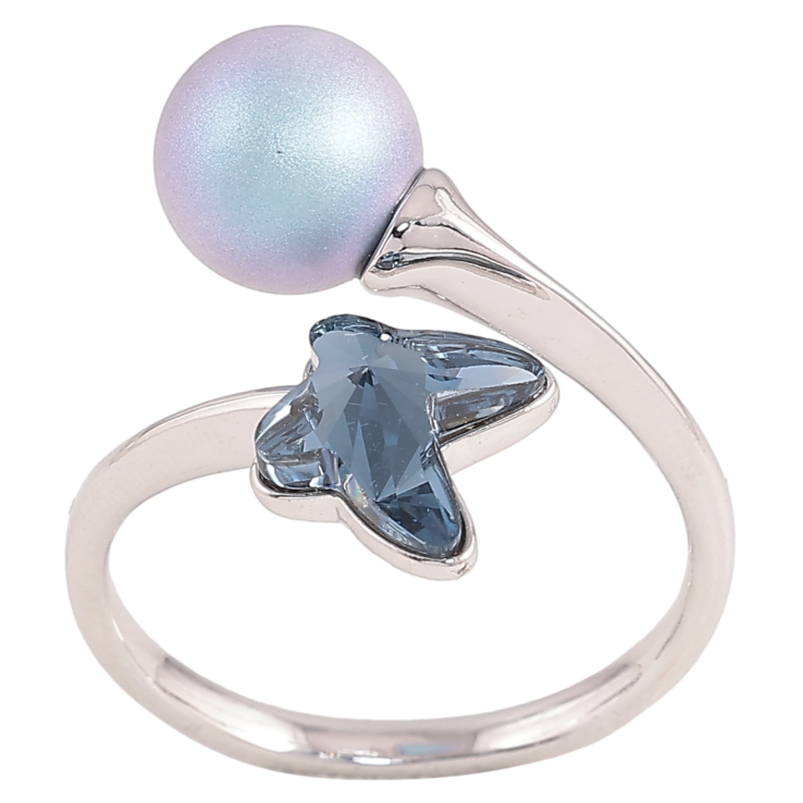 Каблучка Xuping колір Родій з кристалами Swarovski "Матова перлина з кристальним метеликом Montana" фото №21 Каблучка Xuping колір Родій з кристалами Swarovski "Матова перлина з кристальним метеликом Montana" фото №21