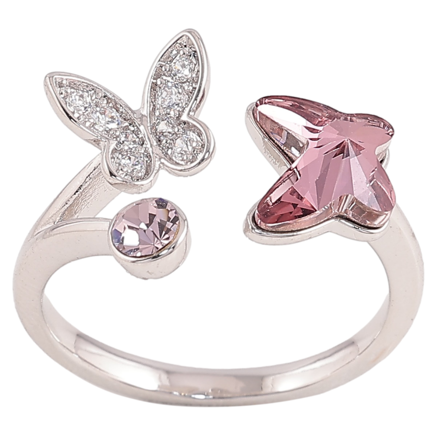 Кольцо Xuping цвет Родий с кристаллами Swarovski "Бабочки с кристаллом Antique Pink" фото №1 Кольцо Xuping цвет Родий с кристаллами Swarovski "Бабочки с кристаллом Antique Pink" фото №1
