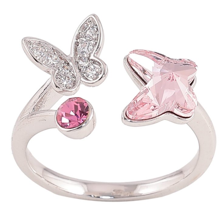 Каблучка Xuping колір Родій з кристалами Swarovski "Метелики з кристалом Rose та Fuchsia" вільний розмір фото №22 Каблучка Xuping колір Родій з кристалами Swarovski "Метелики з кристалом Rose та Fuchsia" вільний розмір фото №22