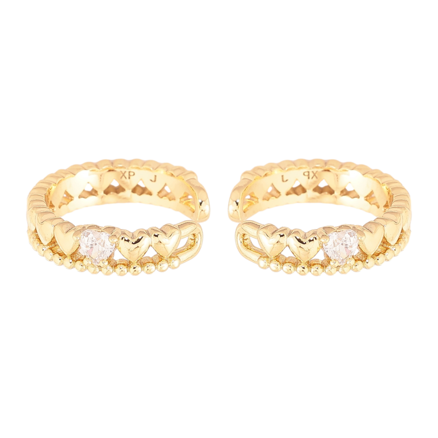 Серьги Xuping цвет Позолота 14K каффы "Узор сердечки с кристаллом" фото №1