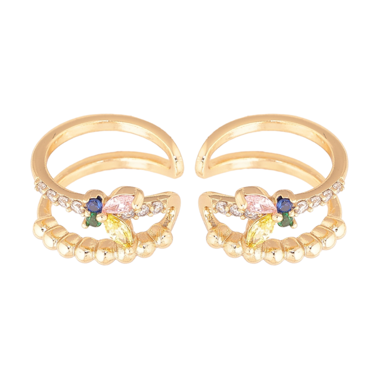 Серьги Xuping цвет Позолота 14K каффы "Узор с цветными кристаллами" фото №10 Серьги Xuping цвет Позолота 14K каффы "Узор с цветными кристаллами" фото №10