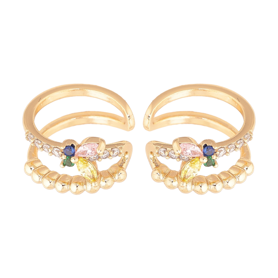 Серьги Xuping цвет Позолота 14K каффы "Узор с цветными кристаллами" фото №1 Серьги Xuping цвет Позолота 14K каффы "Узор с цветными кристаллами" фото №1