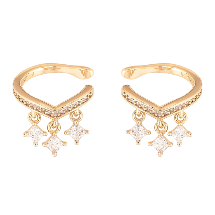 Серьги Xuping цвет Позолота 14K каффы "Кристальные подвески" фото №4 Серьги Xuping цвет Позолота 14K каффы "Кристальные подвески" фото №4