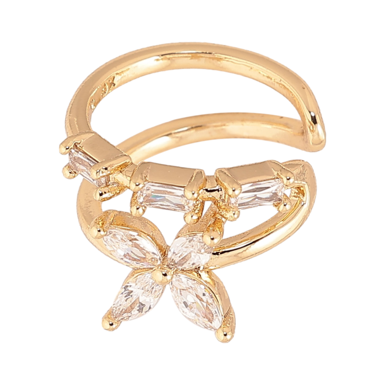 Серьги Xuping цвет Позолота 14K моно-каффа "Узор с кристаллами" На левое ухо фото №17
